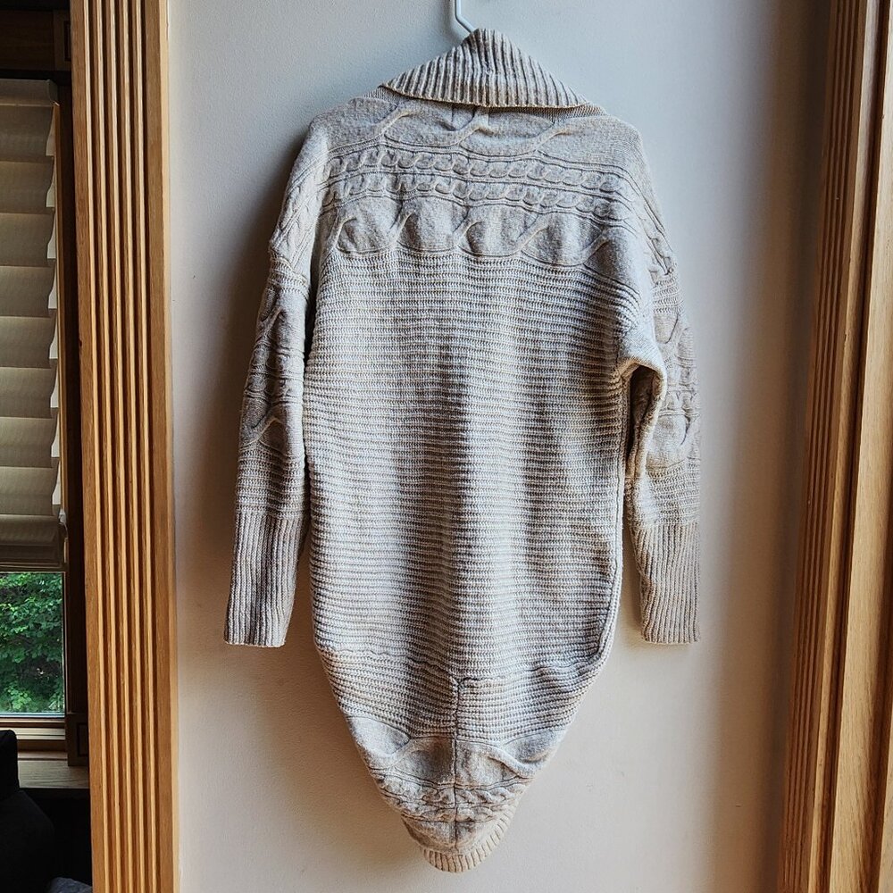 Pink Rose Beige Chunky Cable Knit Angled Open Cardigan Size XL - Picture 14 of 15